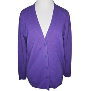 Isaac Mizrahi Live 100% Cashmere Button-Front Cardigan Womens Small Purple